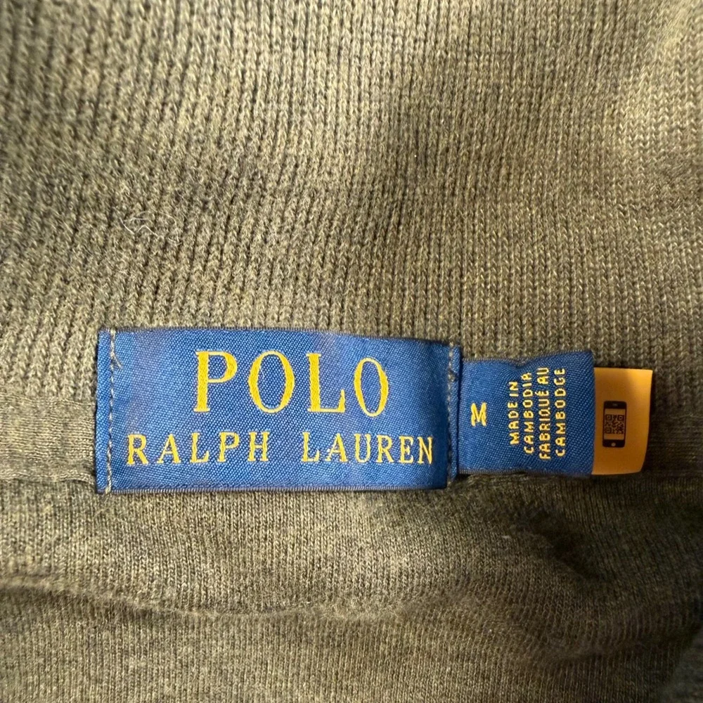 Polo Ralph Lauren Mens Olive Green Heather 1/4 Zip Cotton Pullover Sweater M